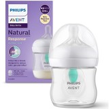 Biberon Philips Avent Natural Response SCY670/01, cu dispozitiv anticolici AirFree, 125 ml, tetina care functioneaza ca sanul mamei, cu debit 2, tetin