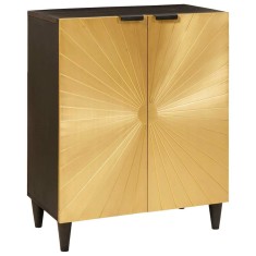 vidaXL Bufet Negru și Aur 60 x 33 x 75 cm Lemn masiv de mango