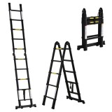 DURHAND Scară Telescopică Pliabilă cu 10 Trepte, Scară Extensibilă din Aluminiu și Metal, 320x67x7 cm, Neagră | Aosom Romania