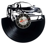 Ceas Perete Vinil Porsche Carrera GT Masina Sport Supercar Design Vintage Negru 30cm Cadou Pasionati Auto