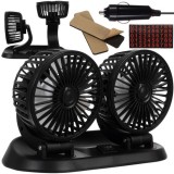 Ventilator auto dublu, rotire 360 grade, inclinare 180 grade, 2 trepte viteza, alimentare bricheta auto 12V, cablu 1,2 m