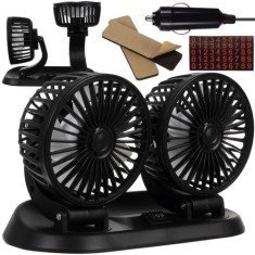 Ventilator auto dublu, rotire 360 grade, inclinare 180 grade, 2 trepte viteza, alimentare bricheta auto 12V, cablu 1,2 m