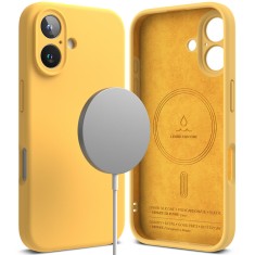 Husa iPhone 16 Plus Ringke Silicone Magnetic MagSafe, galben foto