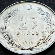 Moneda 25 KURUS - TURCIA, anul 1970 * cod 1410