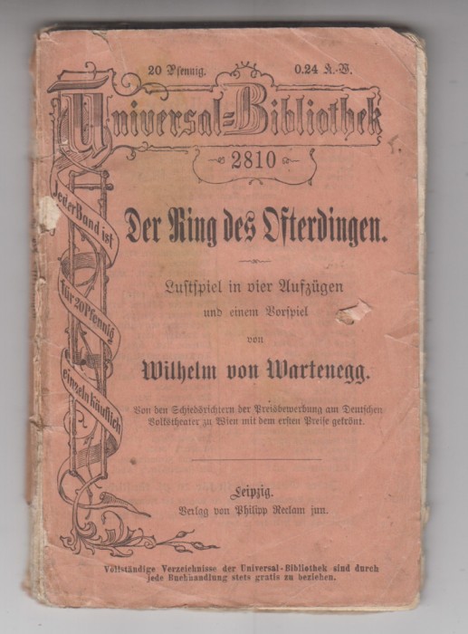 myh 624 - Universal bibliotek - Der ring des ofterbingen - W von Wartenegg