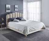 Cumpara ieftin Pat Cloud 180x200 cm Tapitat Catifea Crem Somiera Inclusa (cod ML 2006-01)