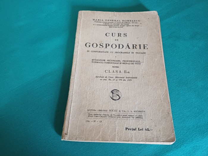 CURS DE GOSPODĂRIE *CLASA II-A /MARIA GENERAL DOBRESCU / 1934 * 15