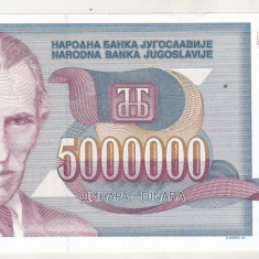 bnk bn Iugoslavia 5000000 dinari 1993 unc