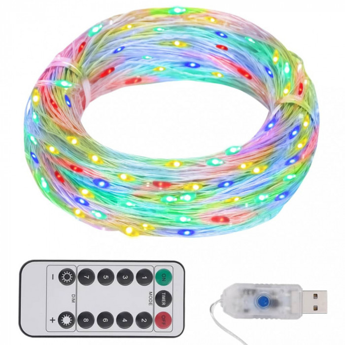 Instalație cu 150 LED-uri, multicolor, 15 m