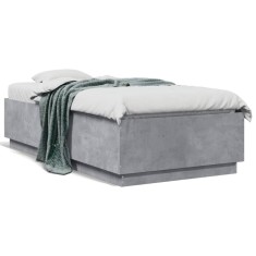 Gossi cadru de pat cu led, gri beton, 90x190 cm, lemn prelucrat