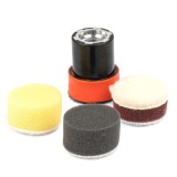 Set mini bureti si paduri de polish pentru detailing auto 4 piese AMiO, 30 mm, prindere velcro, disc montaj M14, cu burete moale, burete dur si