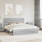 Cumpara ieftin Cadru de pat Gri Sonoma 200 x 200 cm Lemn de pin masiv
