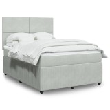 Cumpara ieftin Pat box spring cu saltea, gri deschis, 160x200 cm, catifea
