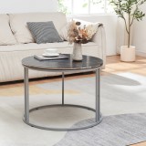 Masa de cafea Aulum 70 cm, aspect marmura neagra si cadru argintiu