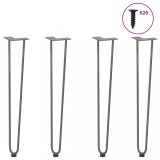VidaXL picioare tip ac de păr pentru masă consolă, 4 buc., oțel natural, 72 cm, oțel masiv