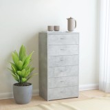 vidaXL Servantă cu 6 sertare, gri beton, 50 x 34 x 96 cm, PAL