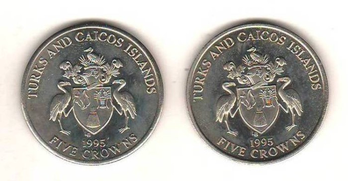 SV * Ins. TURKS &amp; CAICOS LOT 2 x 5 DOLLARS 1995 * 50 ANI ZIUA VICTORIEI * 1945