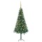 Set pom Crăciun artificial LED-uri&amp;globuri verde 150 cm PVC
