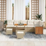 Cumpara ieftin Set de canapele pentru grădină cu pernă 9 pcs bej și crem