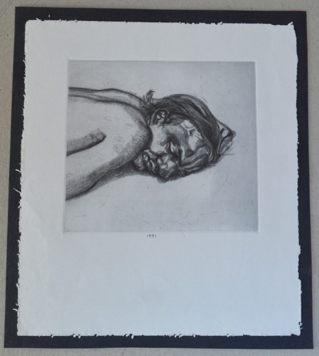 Lucien Freud &quot;Barbat odihnindu-se&quot; print 1991