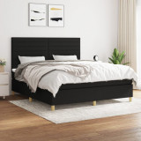 VidaXL Pat box spring cu saltea, negru, 180x200 cm, catifea