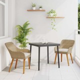 vidaXL Set de masă pentru grădină cu pernă 3 pcs Bej poliratan 3261691