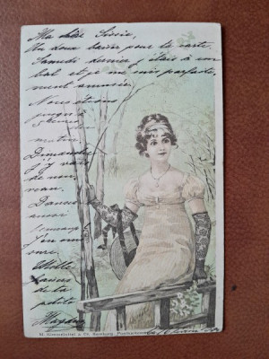 Carte postala, desen adolescenta, 1900 foto
