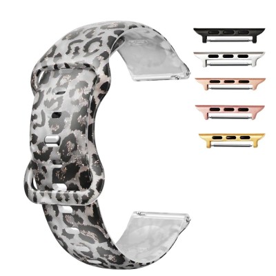 Curea silicon, compatibila Apple Watch 10, 42mm, Quick Release, Black Leopard foto
