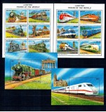 Lesotho 1996 - Locomotive, trenuri, cai ferate, serie blocuri si colite neuzate