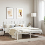 Cadru de pat metalic cu tablie, alb, 160x200 cm GartenMobel Dekor, vidaXL