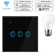 Variator Tensiune Dimmer 220v pentru LED + bec LED 3W Google Home Alexa foto