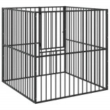 Cumpara ieftin Tarc pentru caini cu 4 panouri, negru, otel galvanizat