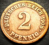 Moneda istorica 2 PFENNIG - GERMANIA, anul 1908 *cod 5130 B - litera A
