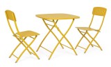Cumpara ieftin Set mobilier gradina masa, 2 scaune otel ocru Yvonne 44x50x85h, 70x70x72h