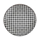 Farfurie Intinsă, Porțelan, Model Flori, Alb/Negru, 19cm, Oem
