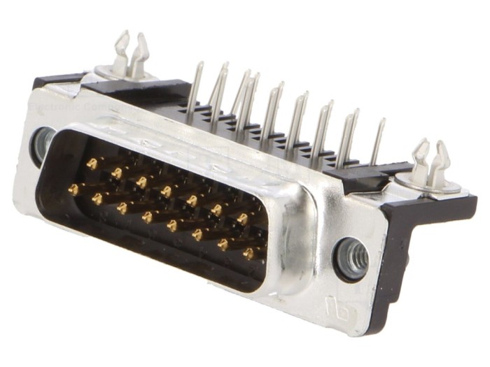 Conector D-Sub 15-Pin Tată 90&deg; THT