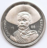 Medalie Mexic 1988 - Emiliano Zapata, Argint 31.1gr/999, 40 mm, Md4, America de Nord