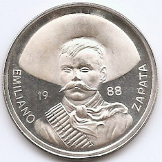 Medalie Mexic 1988 - Emiliano Zapata, Argint 31.1gr/999, 40 mm, Md4