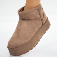 Ghete Dama Imblanite Kaki din Piele Ecologica Intoarsa Gargs, 39