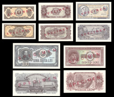 Bancnote Romania, 1, 3, 5, 10, 25, 100 lei 1952- SPECIMEN necirculata UNC foto