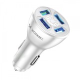 Incarcator Auto WZK WCCAW, 50W, 3A, 4 x USB-A, Alb, Universal