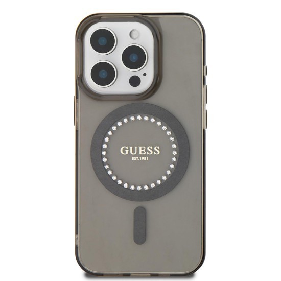 Husa pentru iPhone 16 Pro Max - Guess IML Rhinestones MagSafe (GUHMP16XPFTDTEK) - Black