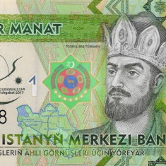 TURKMENISTAN █ bancnota █ 1 Manat █ 2017 █ P-36 █ COMEMORATIV █ UNC necirculata