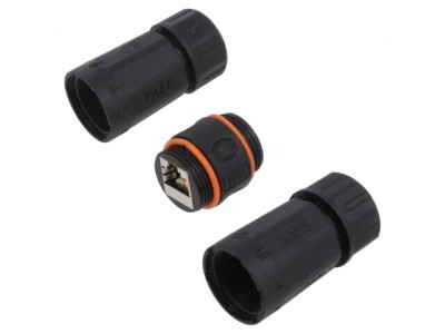 Adaptor ecranat 8P8C negru pe cablu foto