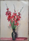 Vas cu flori// acuarela Rodica Raileanu 1989, Portrete, Cerneala, Altul