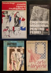 4 carti MODA TIPARE MULTIPLICARI Femei Barbati 220 pag, CROITORIE MODERNA 308 pag, ilustrate. Editura Tehnica Croitoria haine imbracaminte CARTONATE