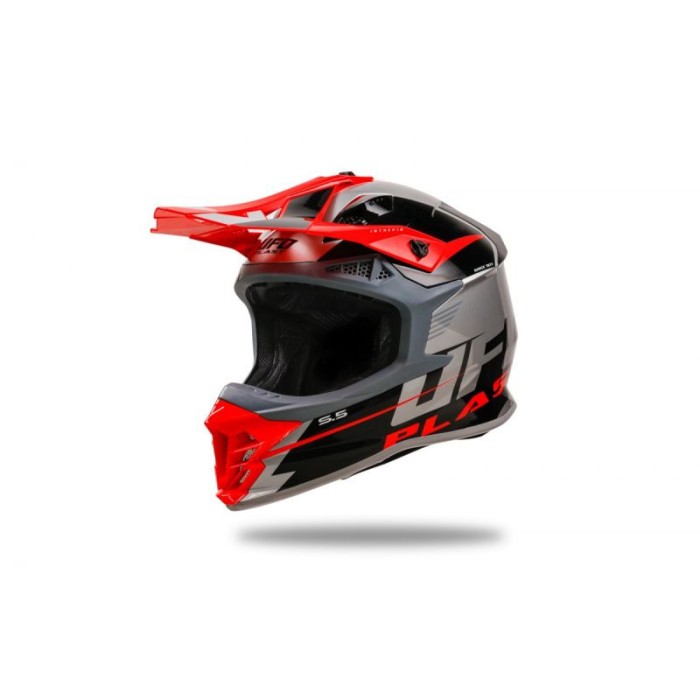 MBS Casca motocross/enduro Ufo Plast Intrepid, gri/rosu, L, Cod Produs: HE13400EBL
