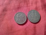 2 Monede 50 Bani si 1 leu 1947 , bronz , cal. F.Buna