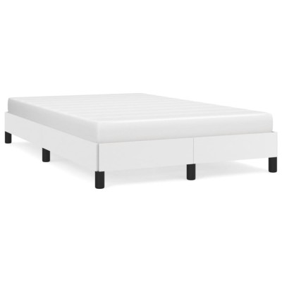 vidaXL Cadru de pat fără saltea alb 120x190 cm piele artificială 3269620 foto