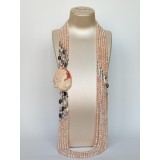 Cumpara ieftin Colier Noble Perle Roz, Cuarț Fumuriu &amp; Camee, Argint 925 placat Rodiu, 100cm, Bijuterie unicat Made in Italy, Cutie Cadou